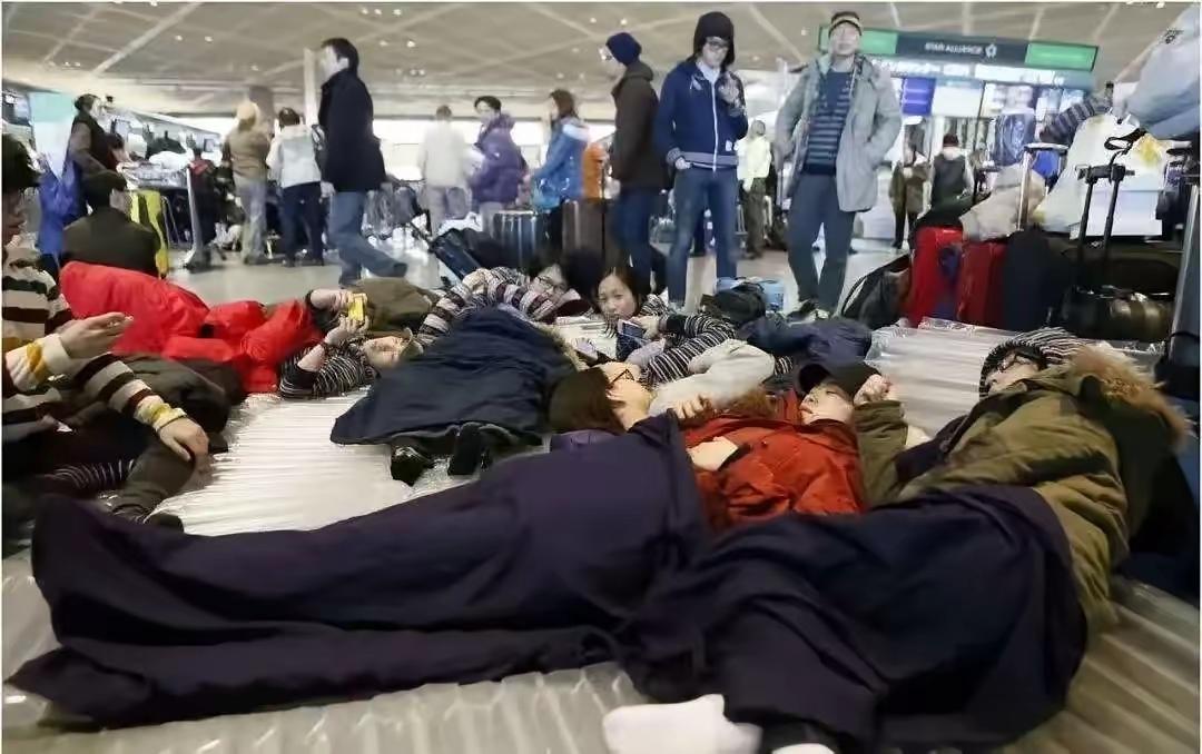 不听国家话，吃亏在眼前，怪自己！看到日本机场排着长龙等待回国的国人，看着在候机