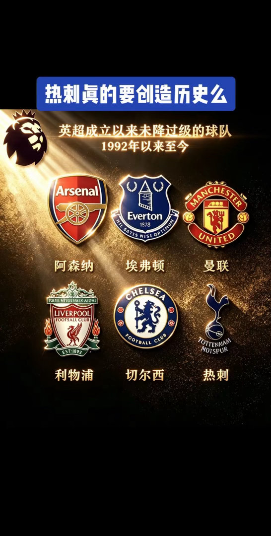 热刺真要降级创历史？英超自成立以来，阿森纳、曼联、利物浦、切尔西、热刺和埃弗顿这