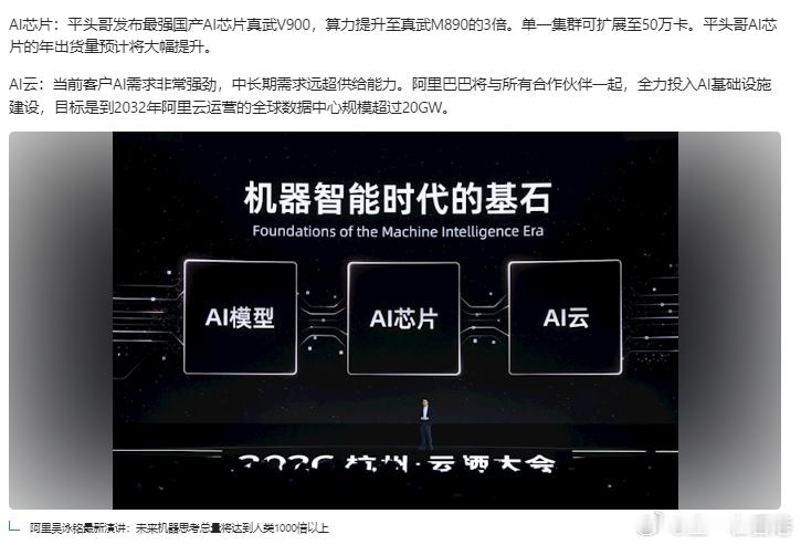 港股阿里巴巴阿里吴泳铭最新演讲：未来机器思考总量将达到人类1000倍以上​​