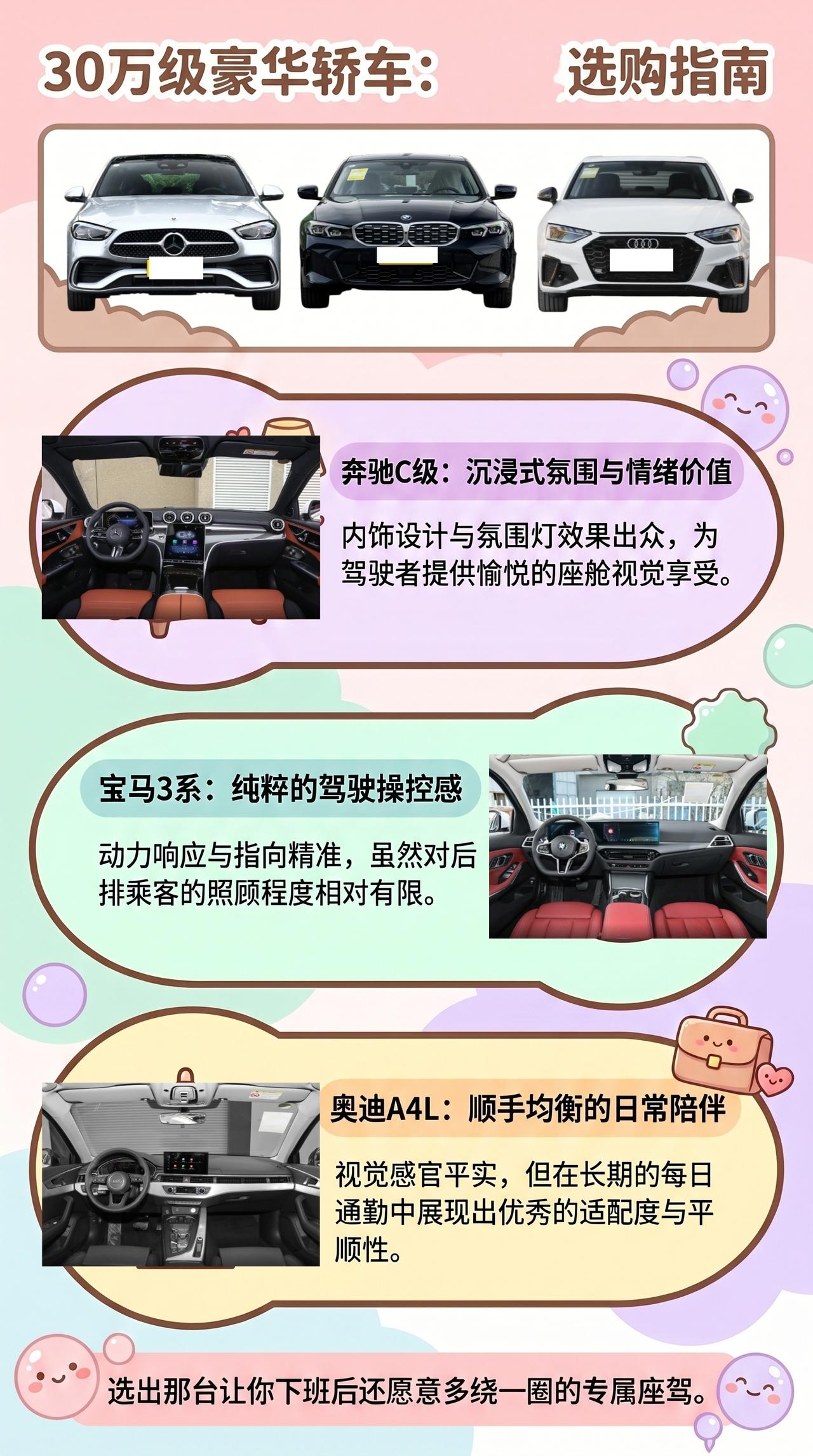 【30万豪华入门轿车】奔驰C级、宝马3系、奥迪A4L怎么想到了30万这个级别，