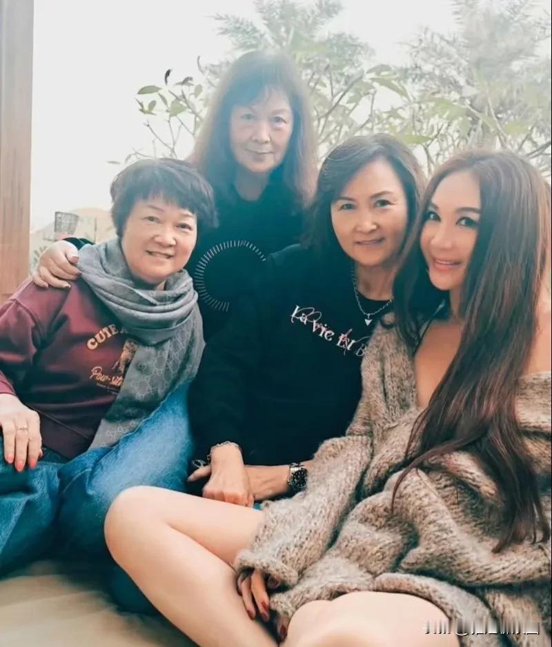 温碧霞与她闺蜜们的合影照片，有些网友说是她的姐姐们，她家兄弟姐妹8个，她是最小的