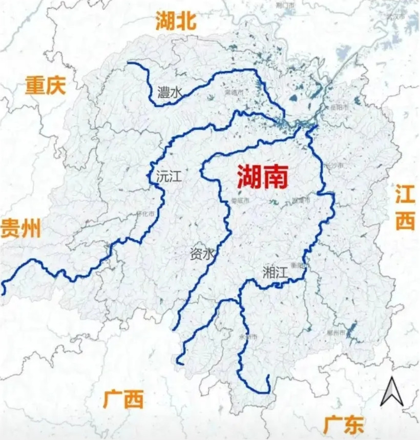 湖南和江西有个很大的区别，湖南的江河水系基本发源地都在外省，湘江源头在广西，资水