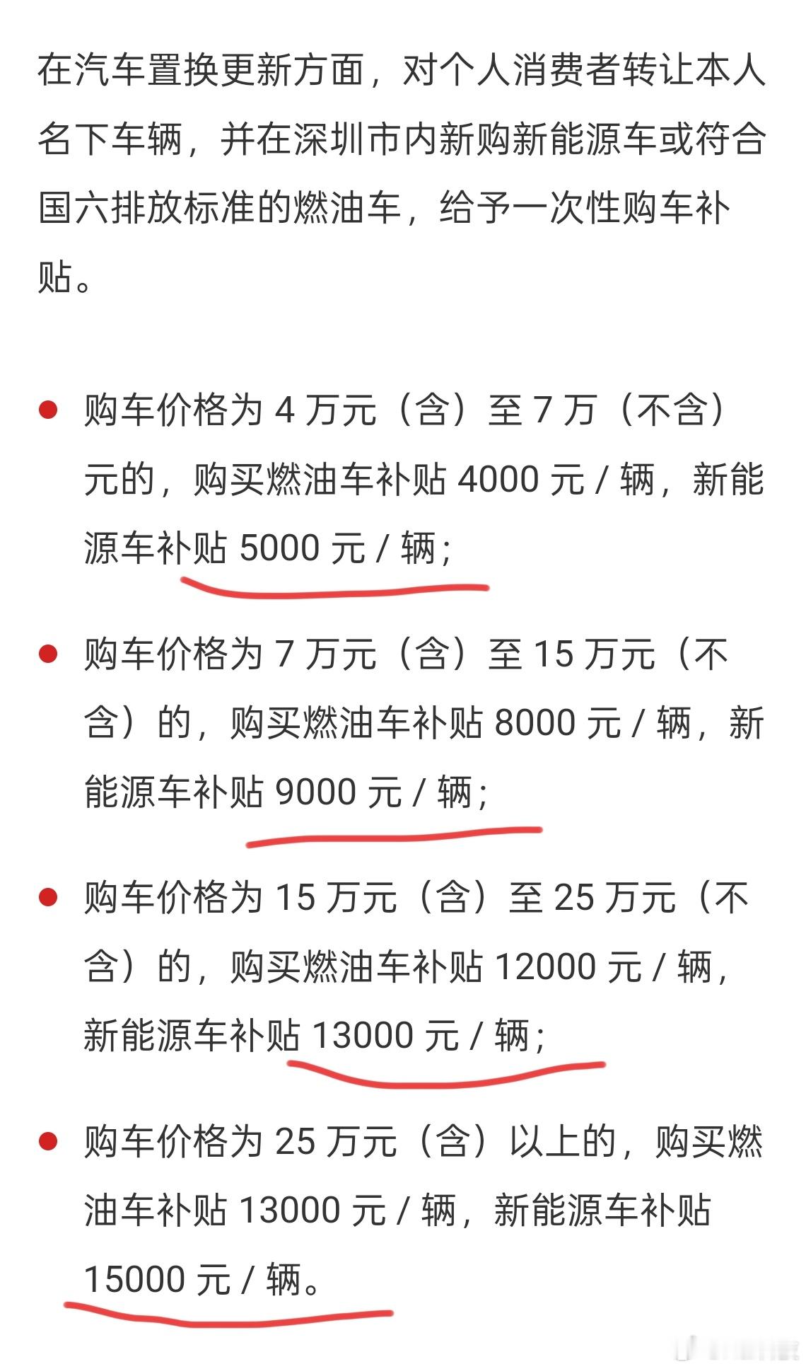 深圳的小伙伴集合：购车置换补贴方案终于出炉了，4-7万车补5000，7-15万