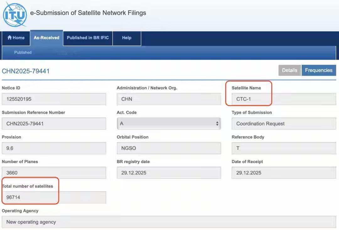 全球太空资源竞争白热化之际，我国有大动作。2025年12月，我国向国际电信联盟（