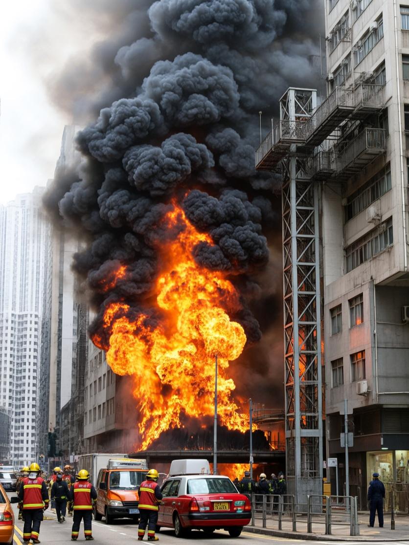 【就在今天下午，一场突如其来的大火如猛兽般席卷了香港中环的华懋大厦！】下午4