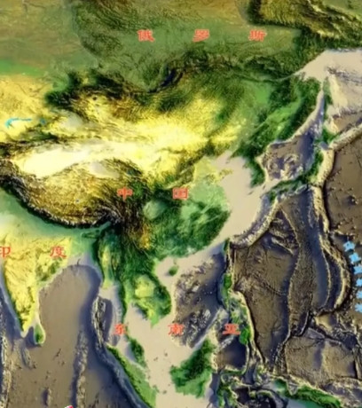 你们看这个，世界最大洲亚洲和世界最小洲大洋洲地形地貌，怎么越看越像一朵荷花，你可