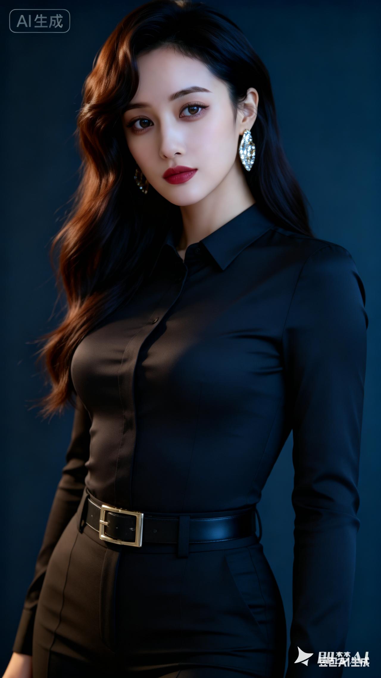 优雅黑衣女郎，自信满满，尽显职场魅力！