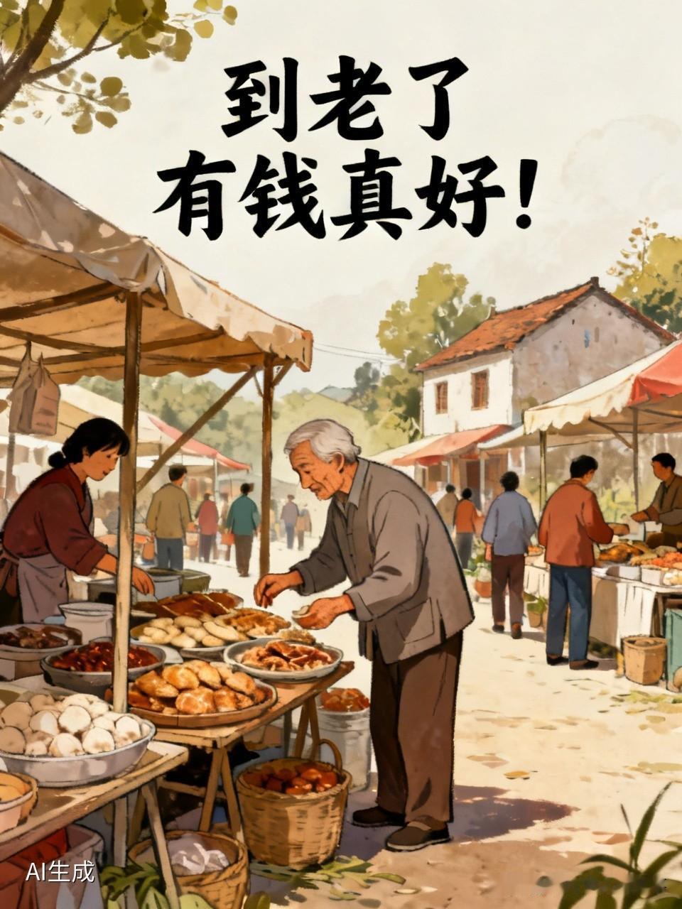 到老了有钱真好！今天和邻居大姐一起去赶集，邻居大姐一口气买吃的花了四五百！邻