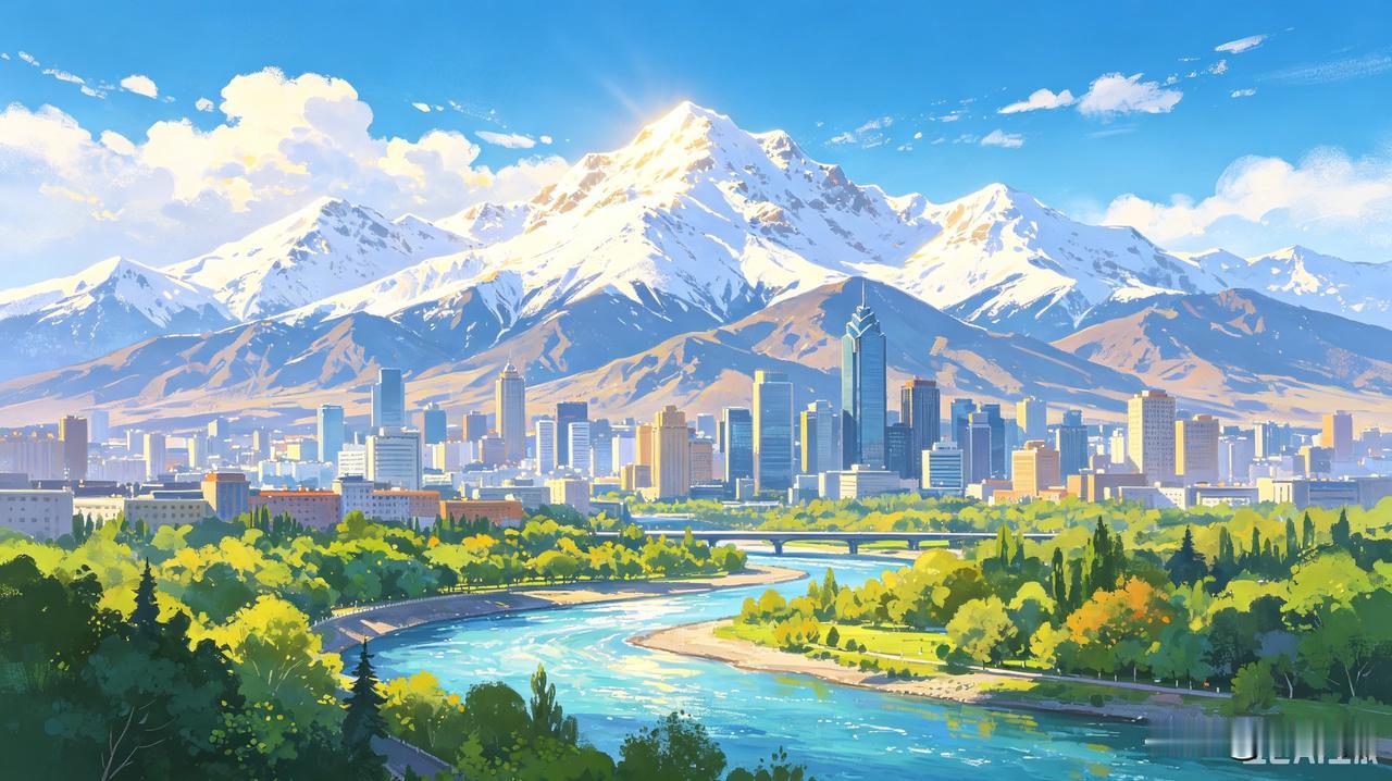 [乌鲁木齐是个好地方]天山巍巍耸云端，河水清清绕城旁。乌鲁木齐，这座坐落在