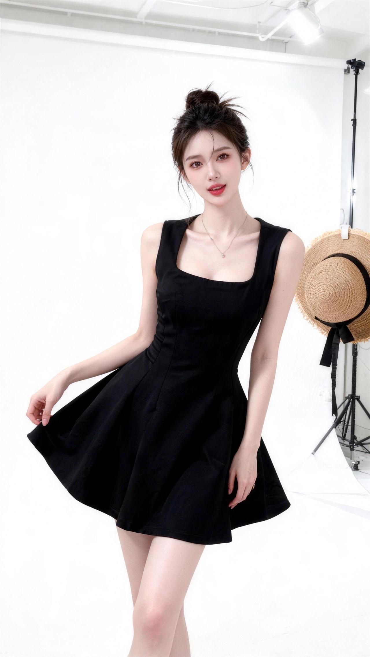 蓬蓬裙小黑裙无袖蓬蓬裙甜美风小黑裙无袖小黑裙蓬蓬小黑裙