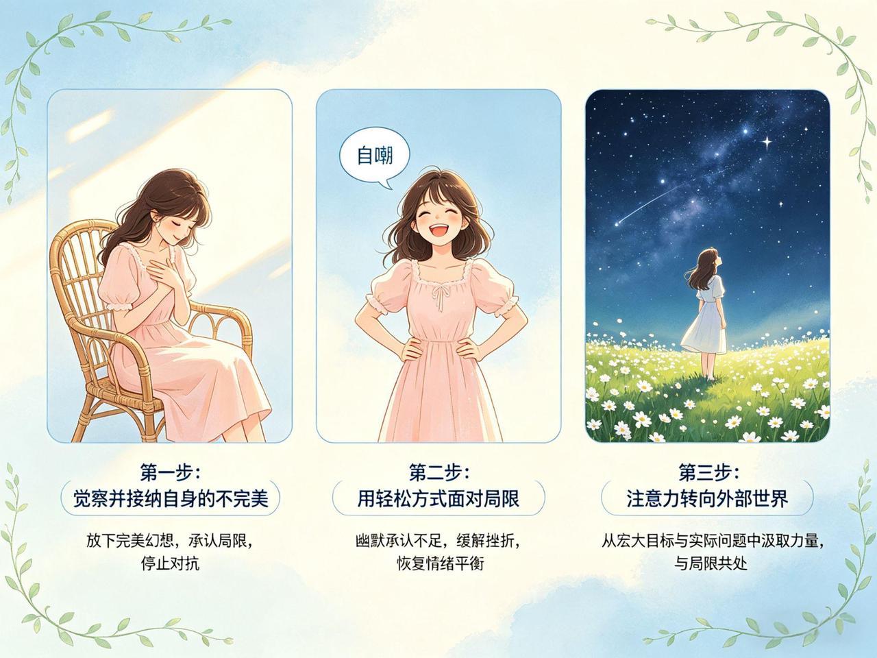 心理韧性的建立，离不开以下三大关键。第一，觉察并接纳自身的不完美。放下“完美无