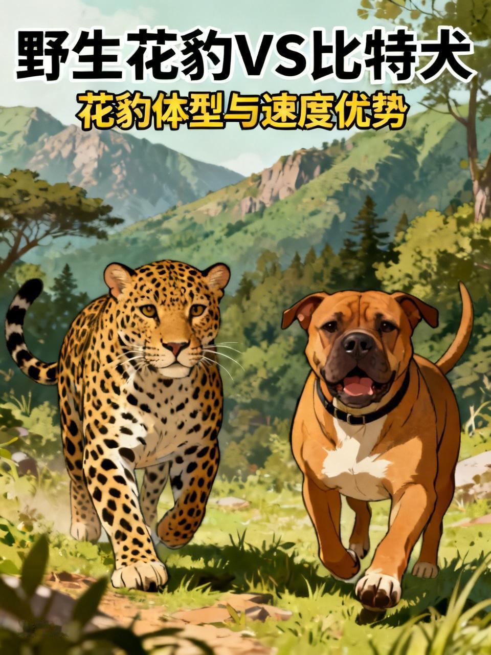 野生花豹全力肯定能打得过比特犬啊。从基本属性看，花豹是中型猫科动物，体重40-