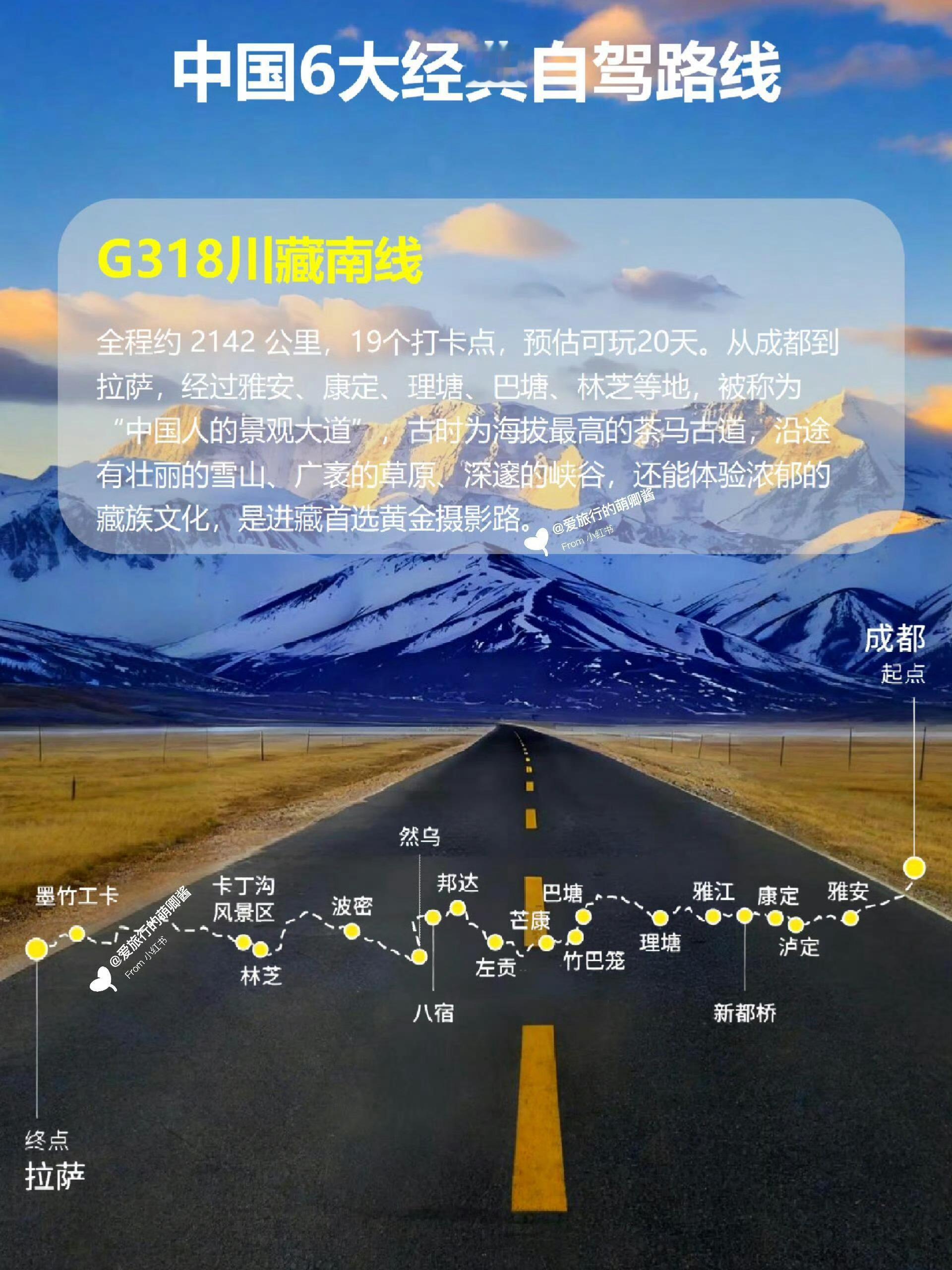 此生必驾，中国6大经典自驾路线，附路图。五一想出去旅游可以看看五一年轻人都要去哪