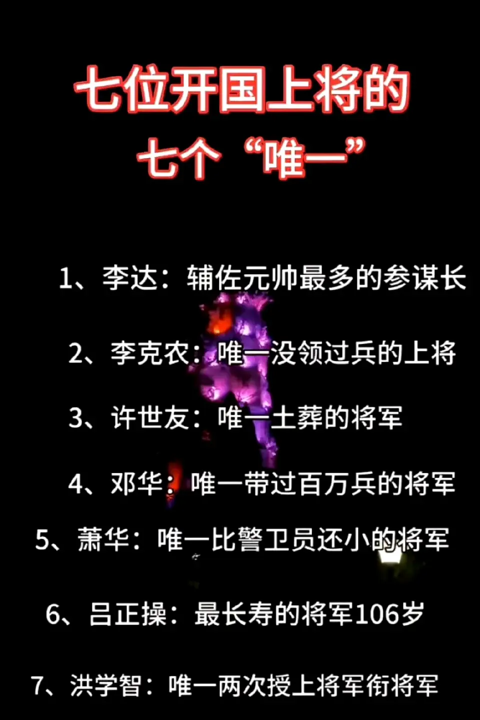 七位开国上将的七个“唯一”​