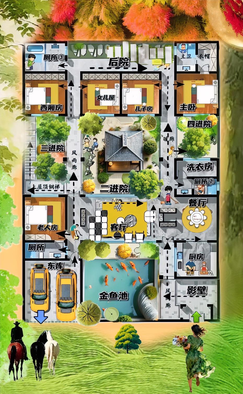 真正的好合院,自己会说话,五进院讲三代同堂,家的幸福故事,532㎡看起来很高级,