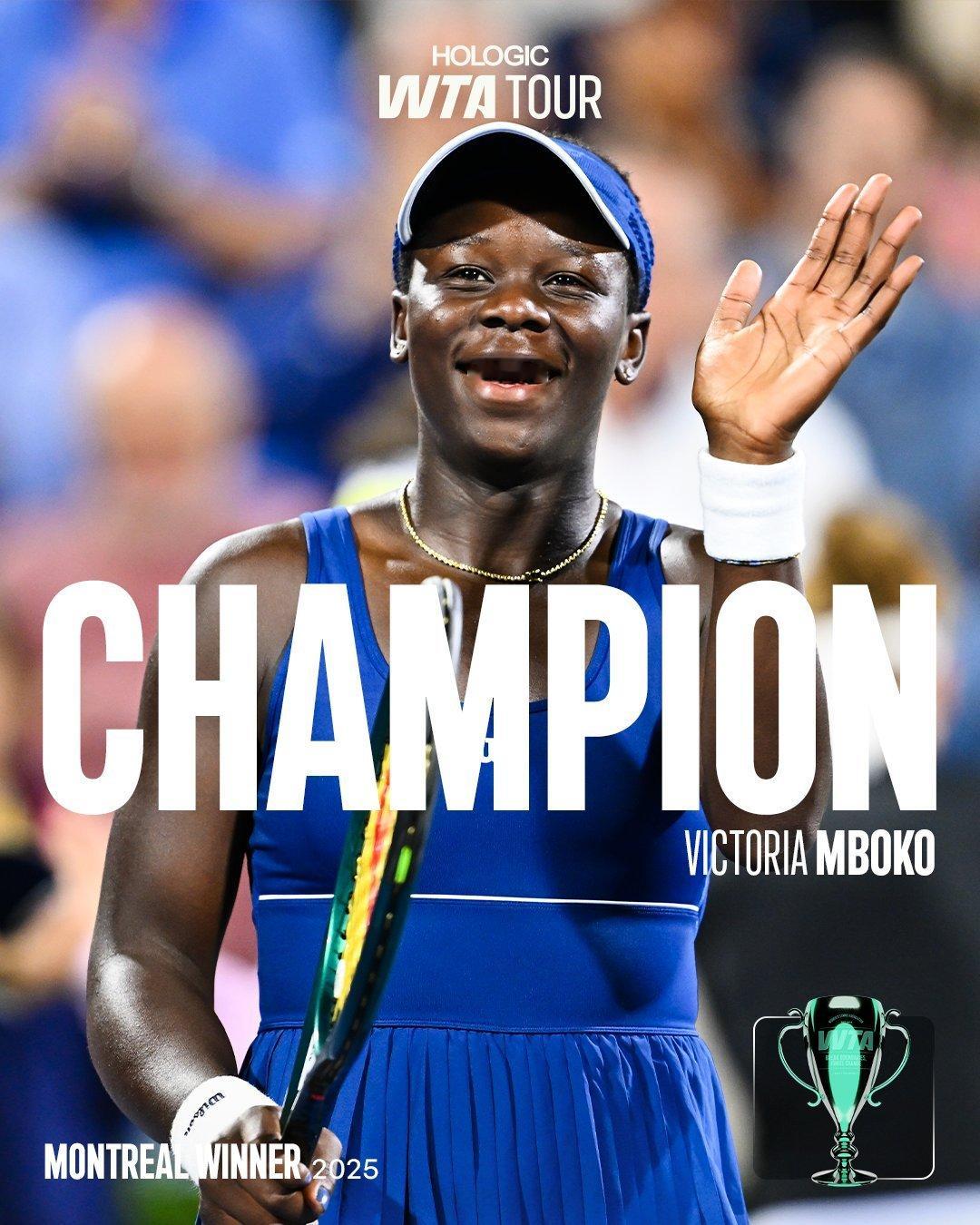 姆博科主场斩获生涯首冠🏆WTA1000蒙特利尔站决赛，18岁的本土外卡小将姆博