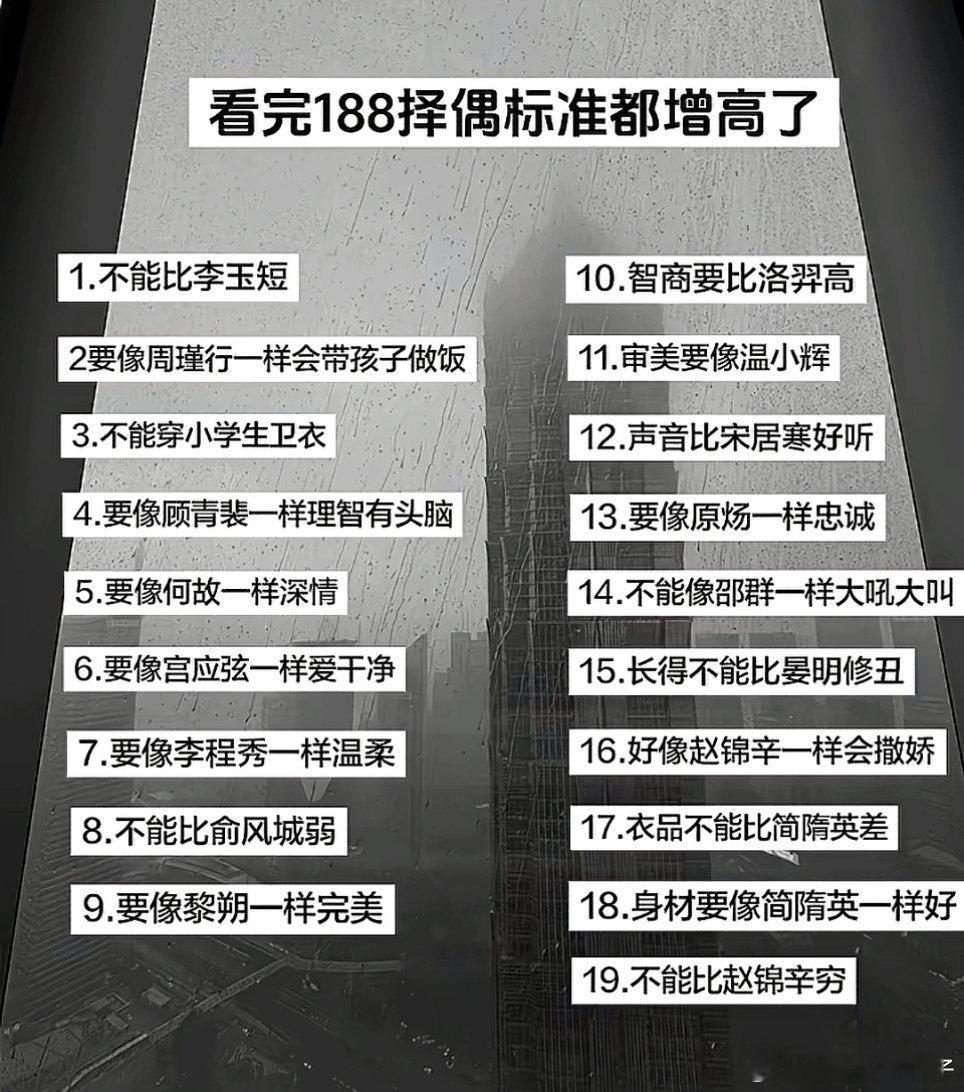 看完188择偶标准都增高了