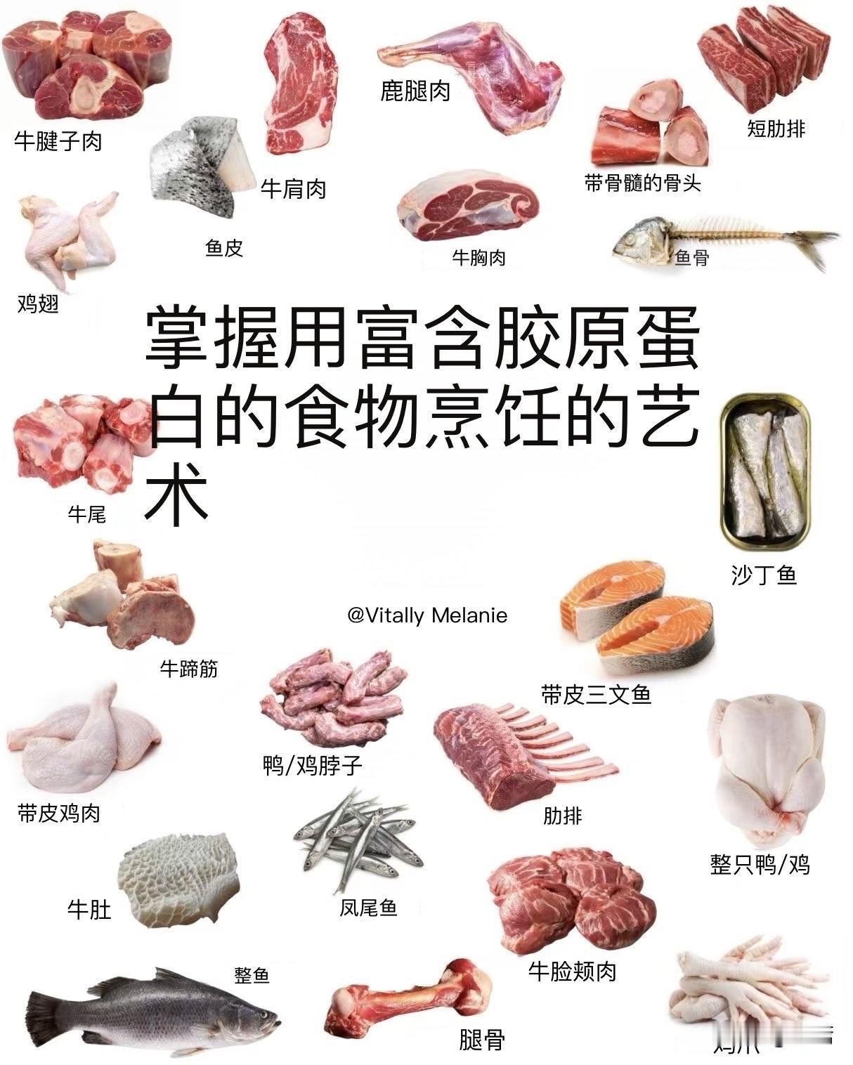 食用带骨、带皮、带软骨和带结缔组织的肉块，就能确保我们在一餐中摄入的明胶、肌酸和