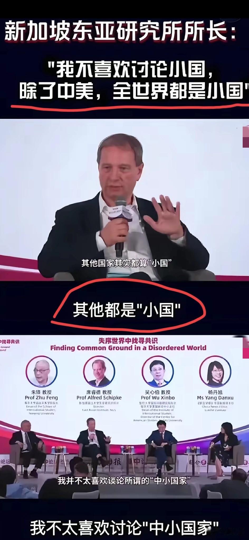 美国教授在新加坡论坛上竟口出狂言，声称:除中美外全世界都是小国，还直言没兴