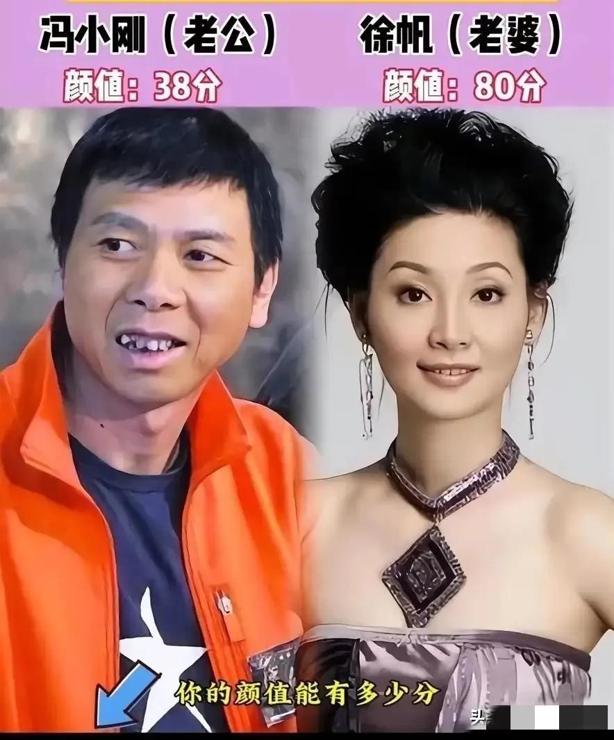 娱乐圈中几位男星虽然外貌普通，却成功娶得美女明星的案例，包括蒋雯丽与顾长卫、徐帆