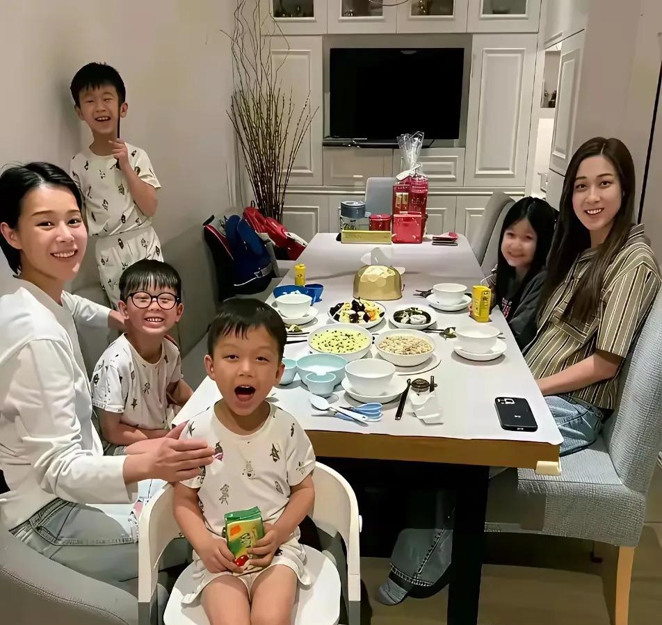 这张照片摄于加拿大，胡杏儿带着子女去加拿大钟嘉欣的家里做客，钟嘉欣把她们聚会的照