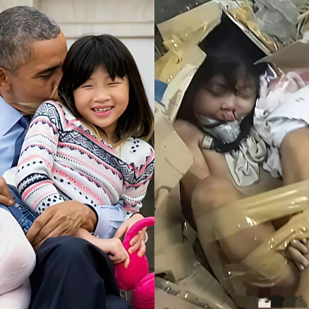 这两个女孩是不是同一个人？一个被人抱在怀里，一个被胶带捆绑着，从脸型上看，两个女