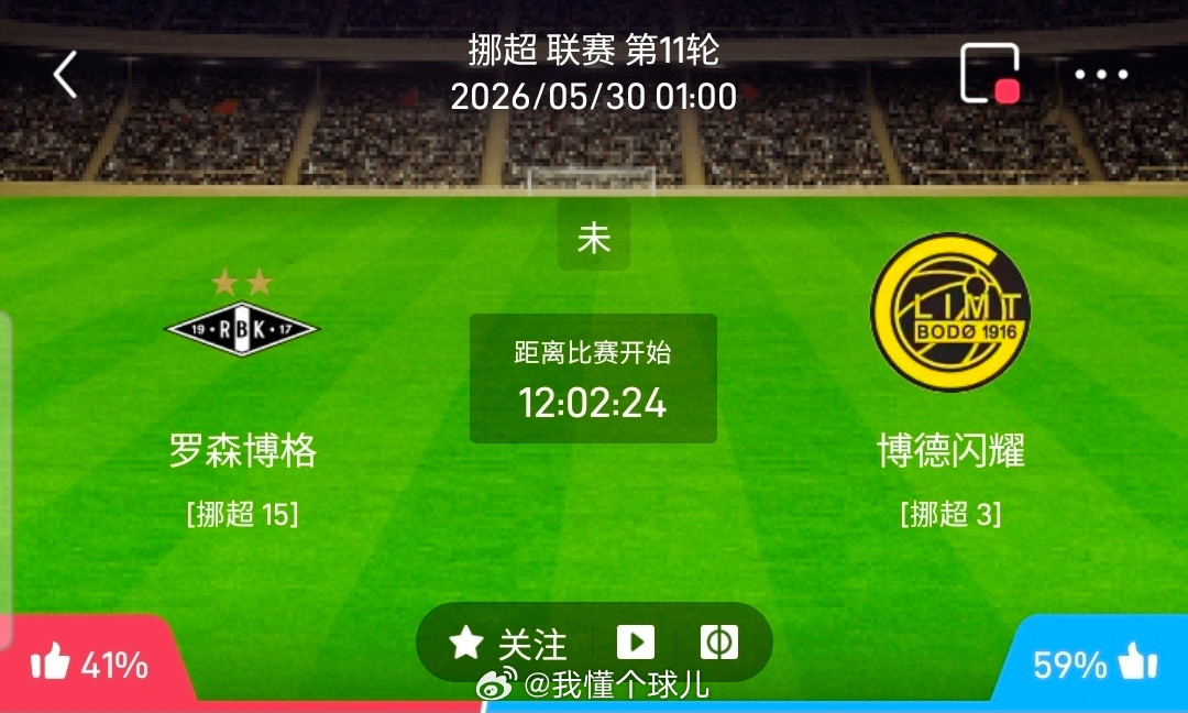 【足球】周五006挪超联赛方向：罗森博格博德闪耀挪超：罗森博格VS博德闪耀时间：