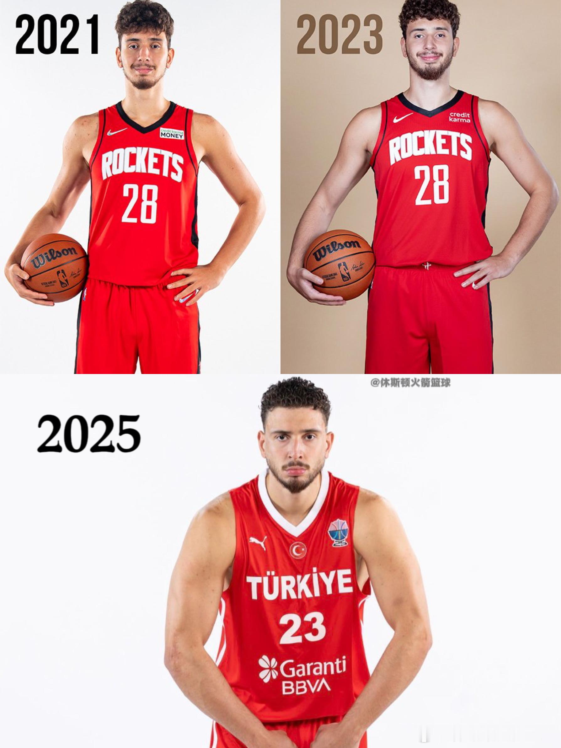 申京从2021年到2025年，身体的强壮程度是肉眼可见地有变化！！！还是那句话，