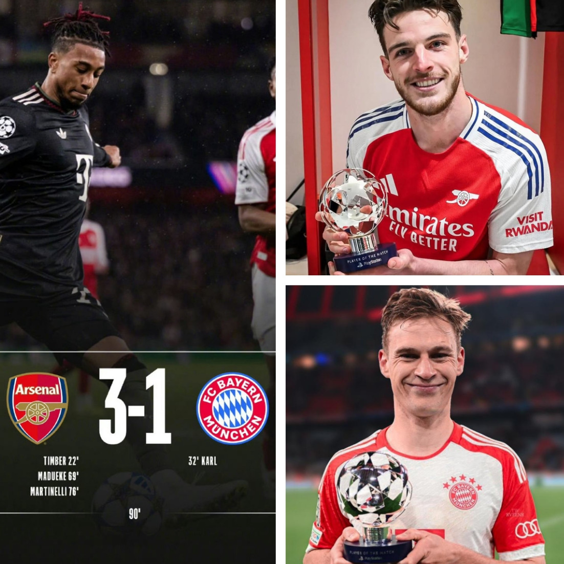 这场拜仁和阿森纳的差距就是鸡哥和赖斯的差距，这中后场直接差了一个档次。拜仁中后