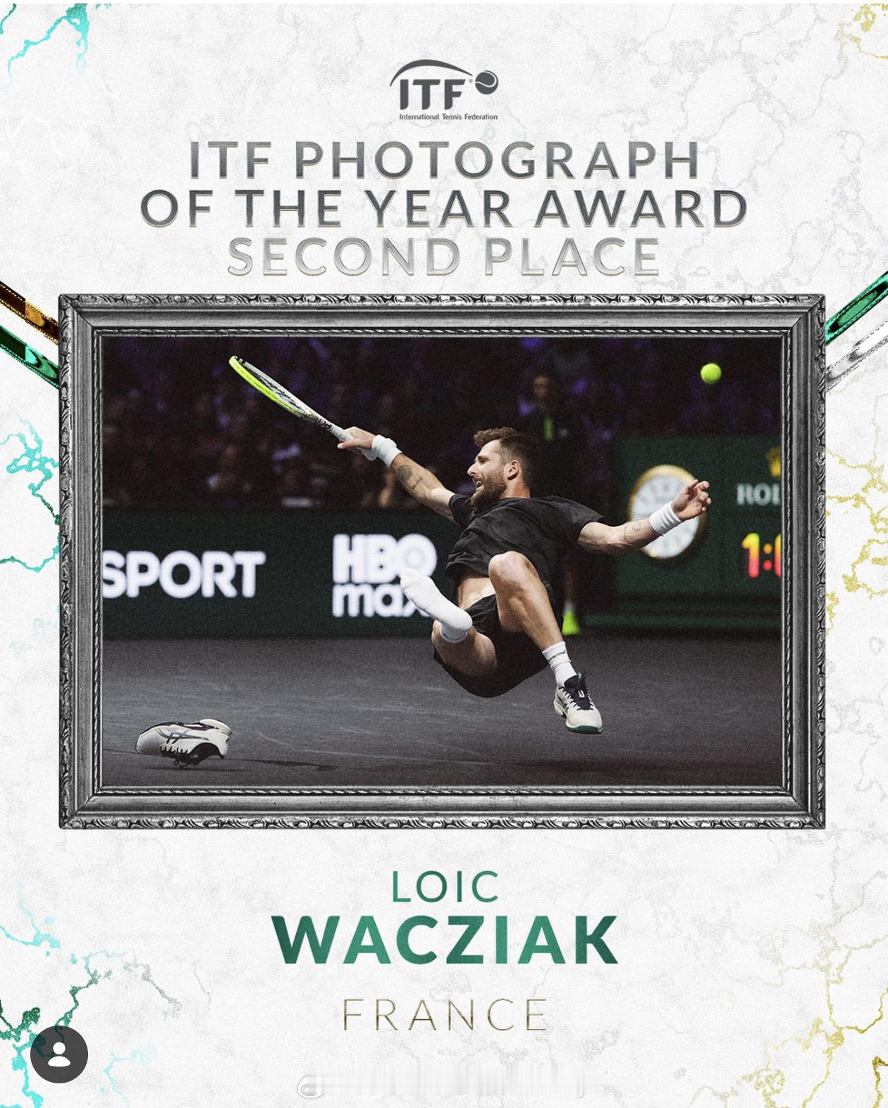 ITF年度最佳网球摄影比赛——亚军作品诞生🥈这张由法国摄影师洛伊克·瓦奇亚克捕