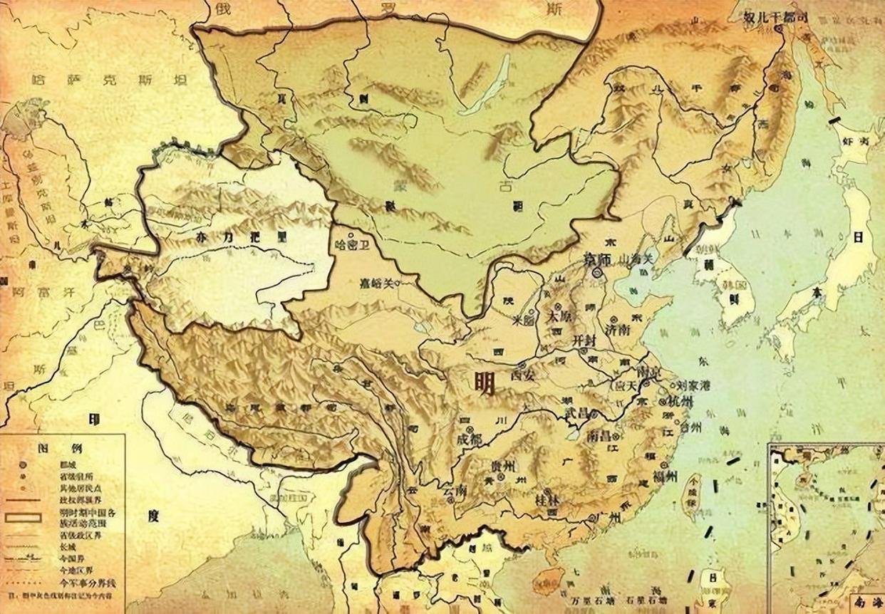 晴雨风说史晴雨风说史图1，谭其骧版中国大明地图图2，美国版中国大明地图图