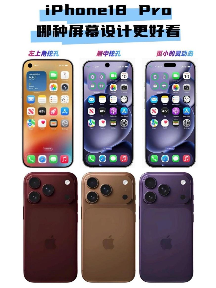 iPhone18Pro屏幕哪种设计好看？iPhone18灵动岛变...
