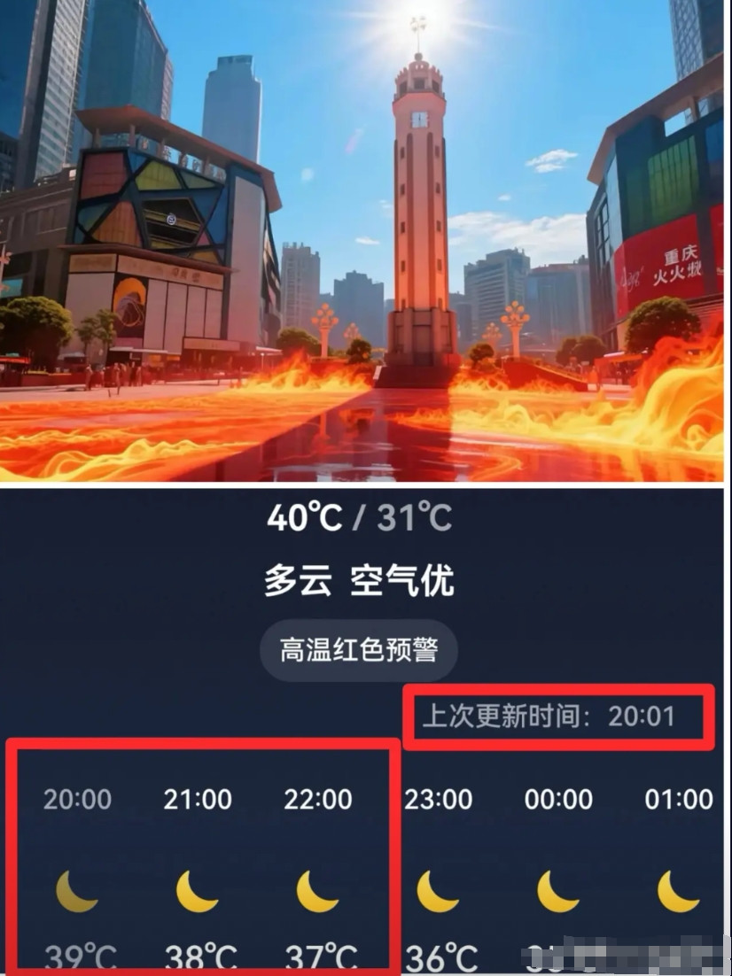 重庆有多热？晚上八点还有39度！白天40度，江浙河南山东各地朋友喊热的遭不住了
