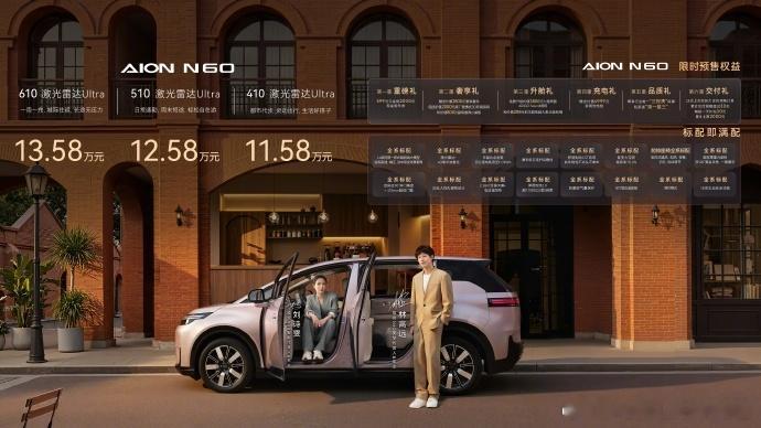 全系标配激光雷达+4D毫米波雷达，以往25万级才有的配置，刚刚上市的埃安N60直
