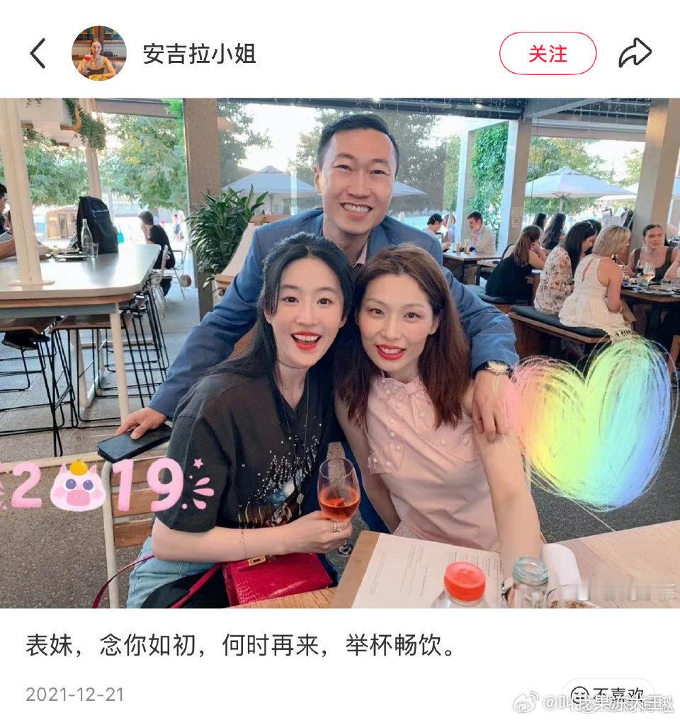 刘亦菲去见表姐了，表姐在新加坡，她们感情真的好好啊刘亦菲去见表姐了