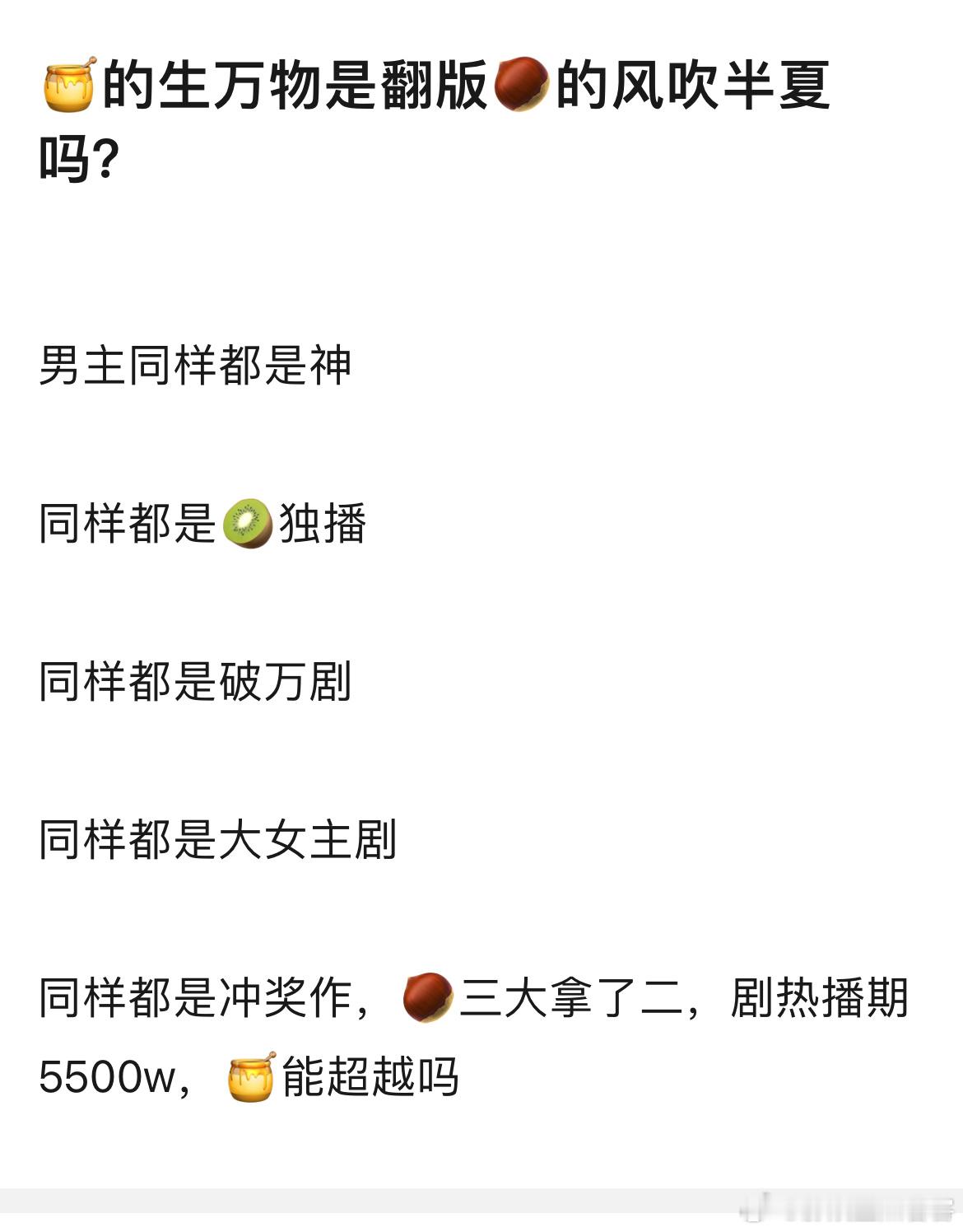 你怎么看？网友提问杨幂的生万物是翻版赵丽颖的风吹半夏吗？男主同样都是神同样都是?