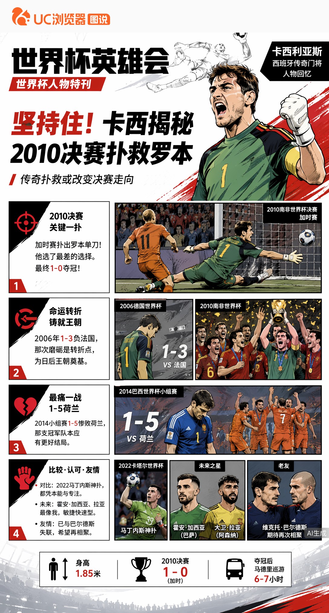 坚持住！卡西利亚斯揭秘2010决赛扑救罗本：他选了最差的选择