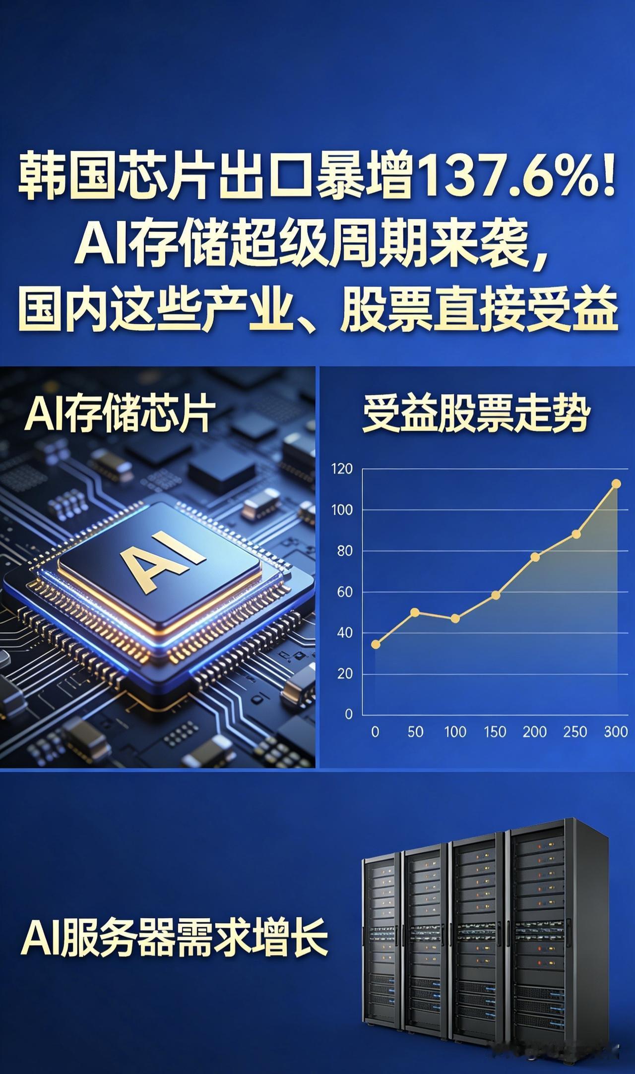 韩国芯片出口暴增137.6%！AI存储超级周期来袭，国内这些产业、股票直接受益