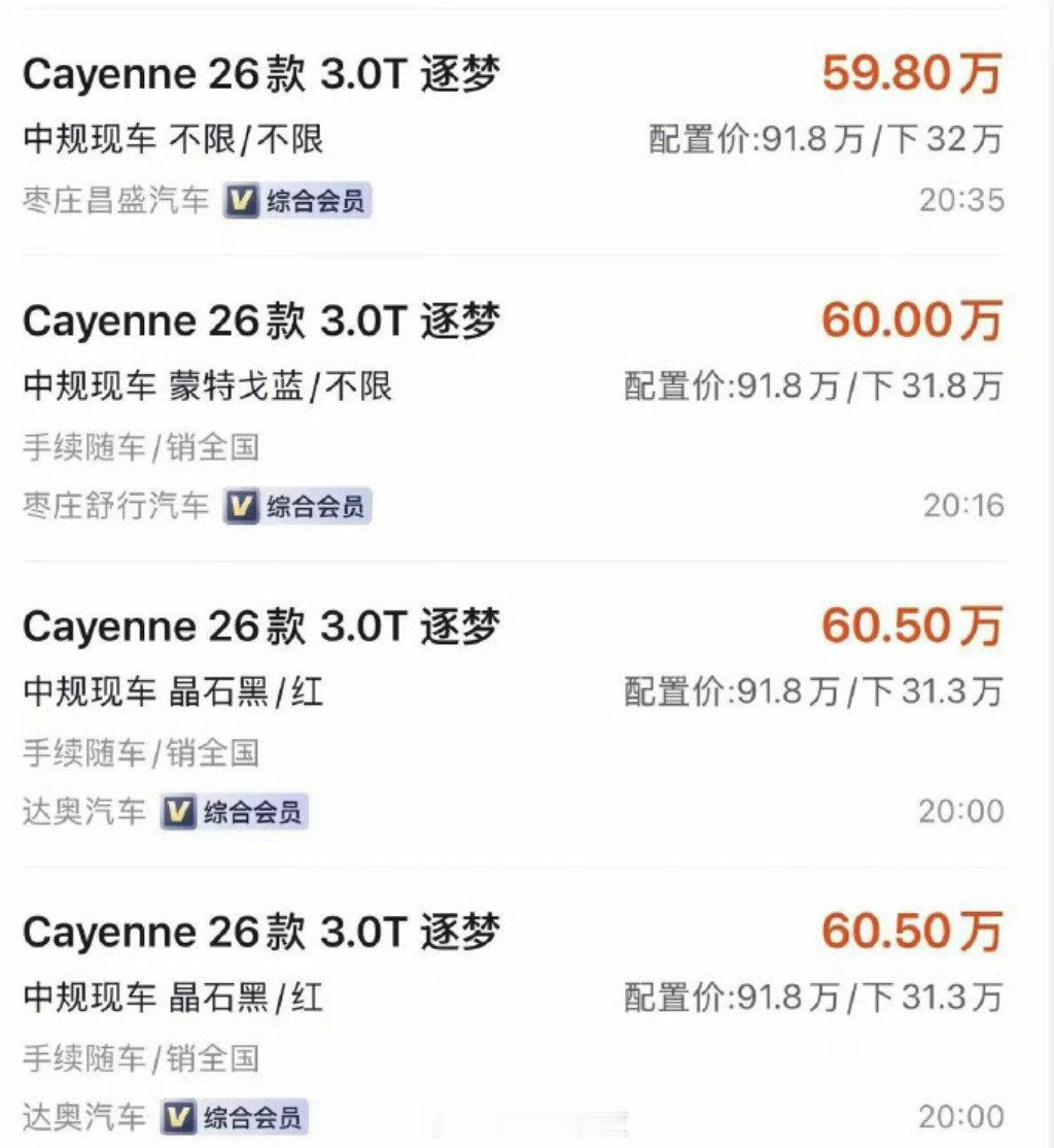 #卡宴降30万还得61万#，听着像骨折，其实裸车而已，落地奔70万去。网友说得好：降了30万，还是买