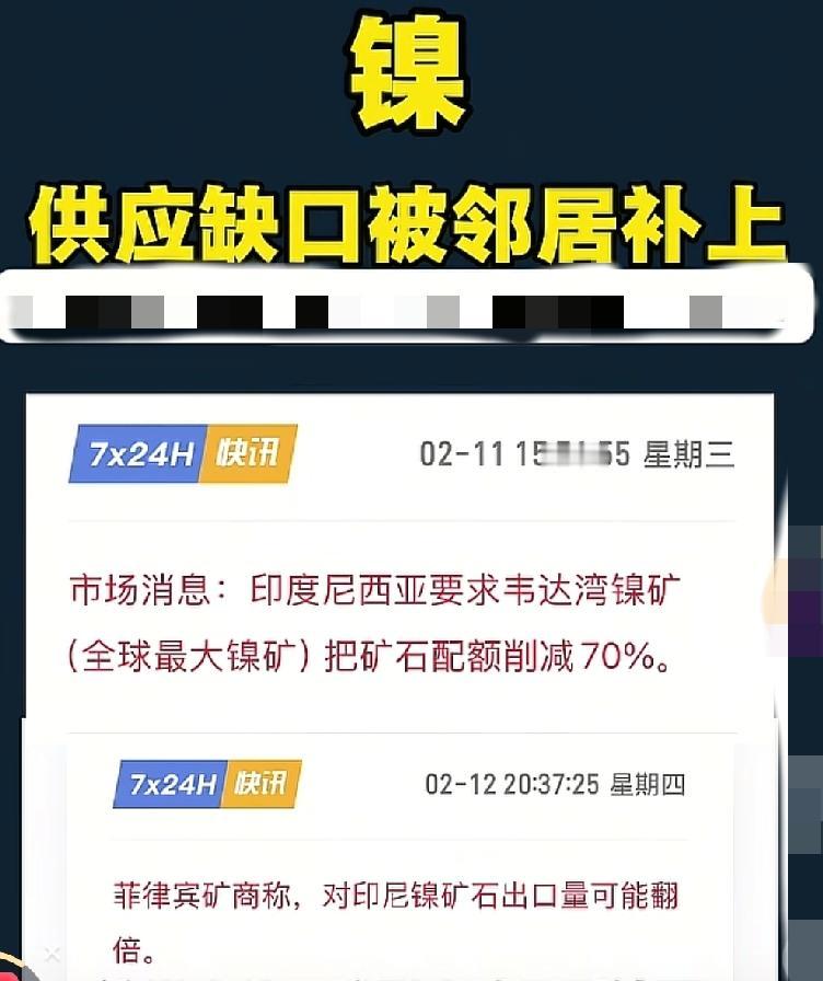 印尼刚甩出一张王牌，菲律宾立马跟上一张印尼刚要求伟达湾镍矿石配额直接砍70%