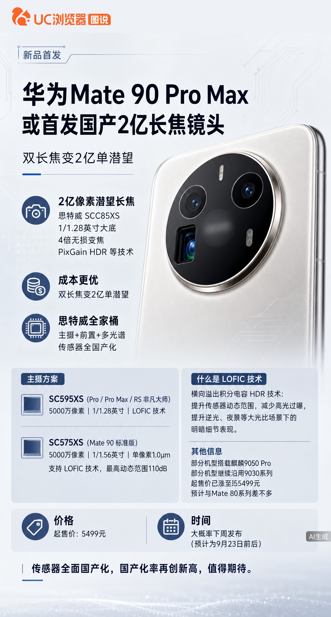 华为Mate90ProMax或首发国产2亿像素长焦，取代双长焦方案。传感器从设计到量产全流程国产，主