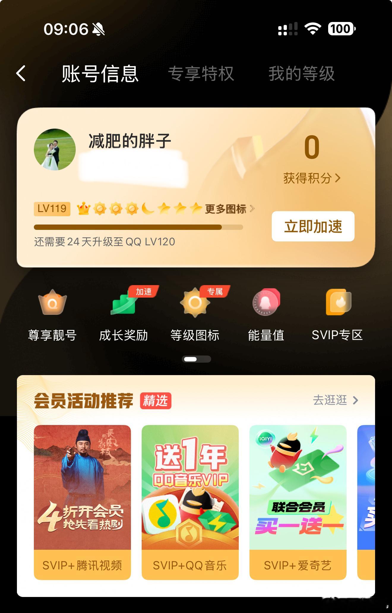 首个满级QQ获得金企鹅时代的眼泪啊，看了一下我的QQ是119级，好久没玩了。以前