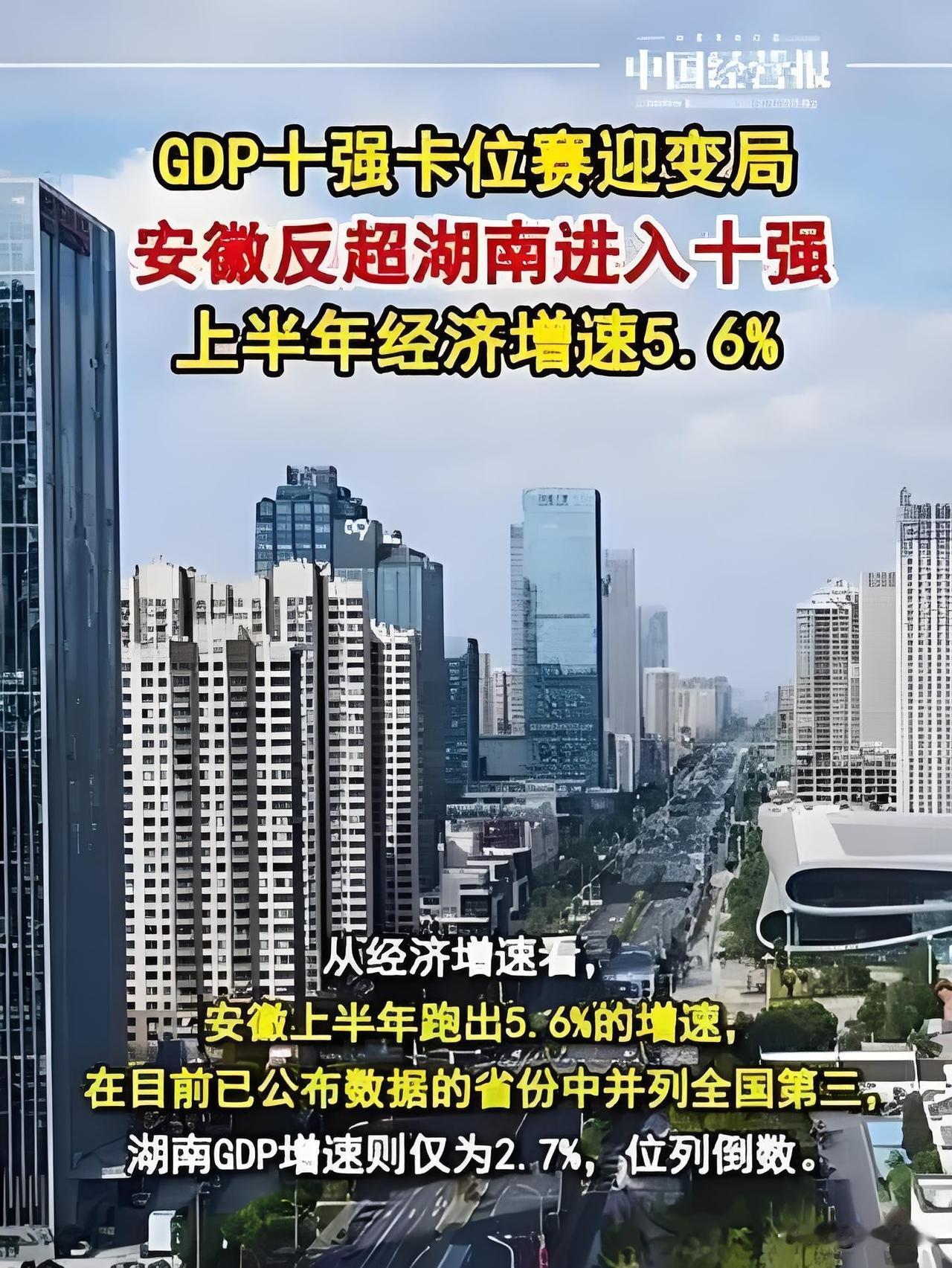 中部格局大变局！安徽反超湖南、江西超越陕西，追兵步步紧逼，湖南如何破局突围
