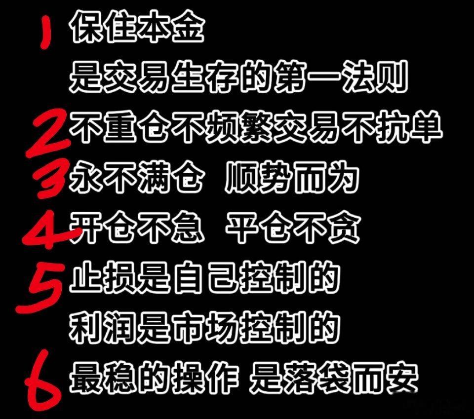 1, 保佳本金, 是交易生存的第一法则, 2, 不重仓不频繁交易, 不抗单