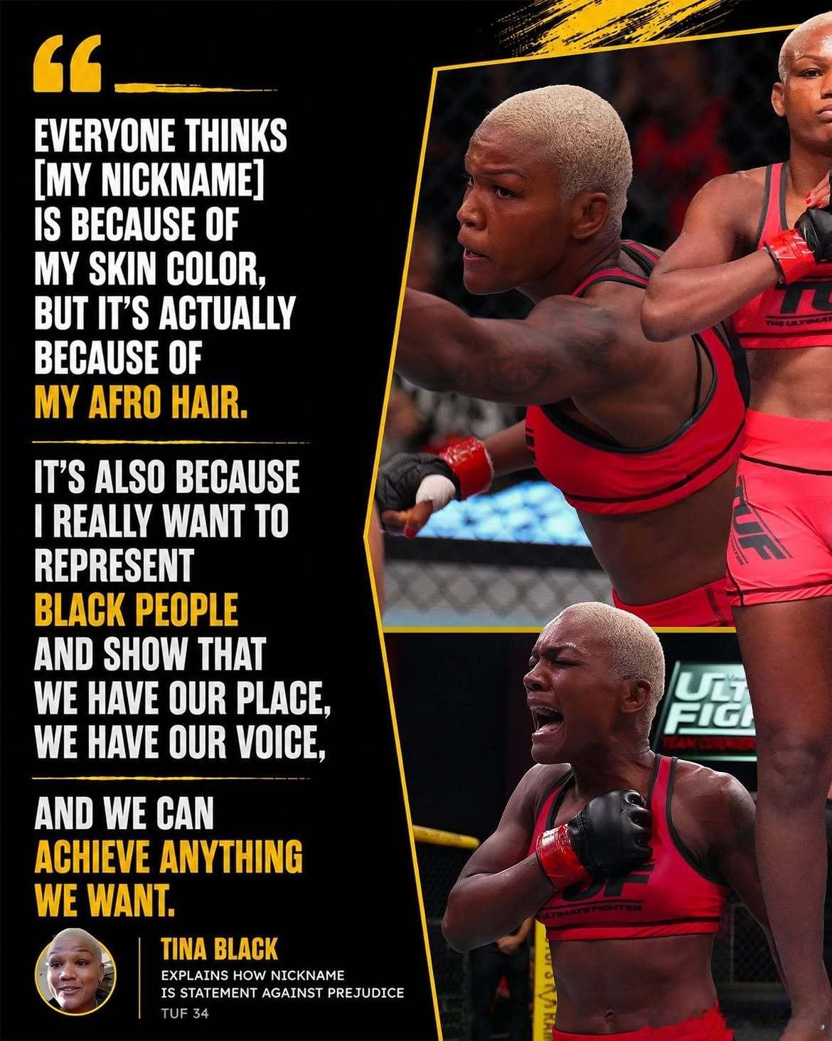 UFC“小黑”蒂娜・布莱克TINABLACK阐释自己的绰号来自种族主义偏见—