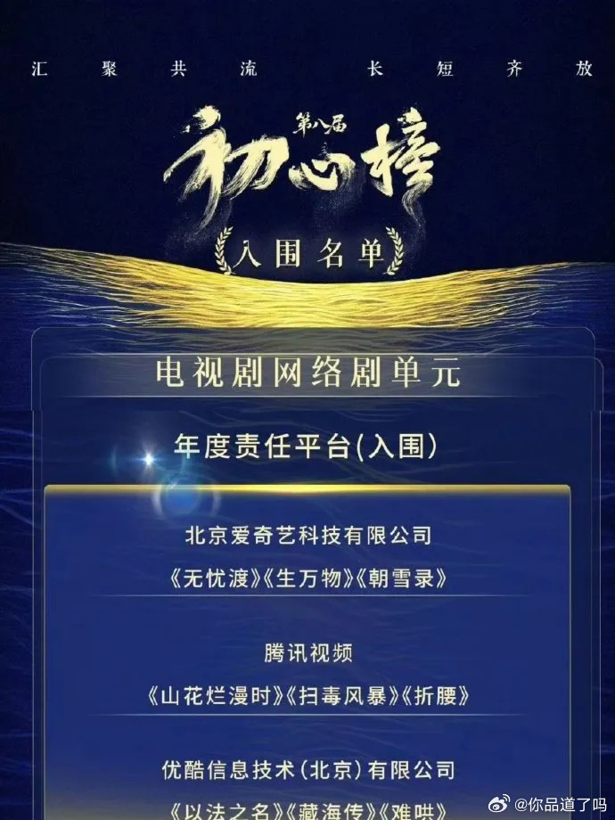 第八届初心榜入围名单新鲜出炉啦！在年度责任平台的入围作品中，爱奇艺拿出了《无忧
