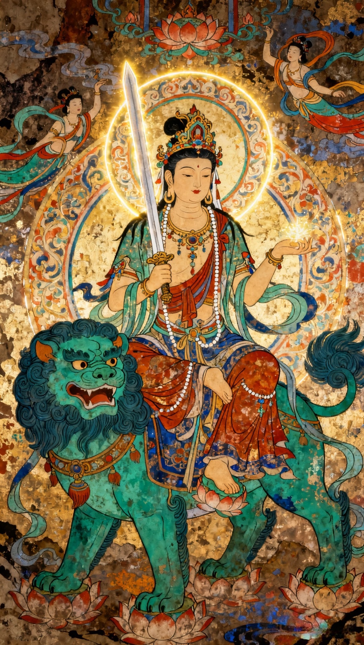 文殊菩萨，愿力如海，心中纯净，则显神圣！