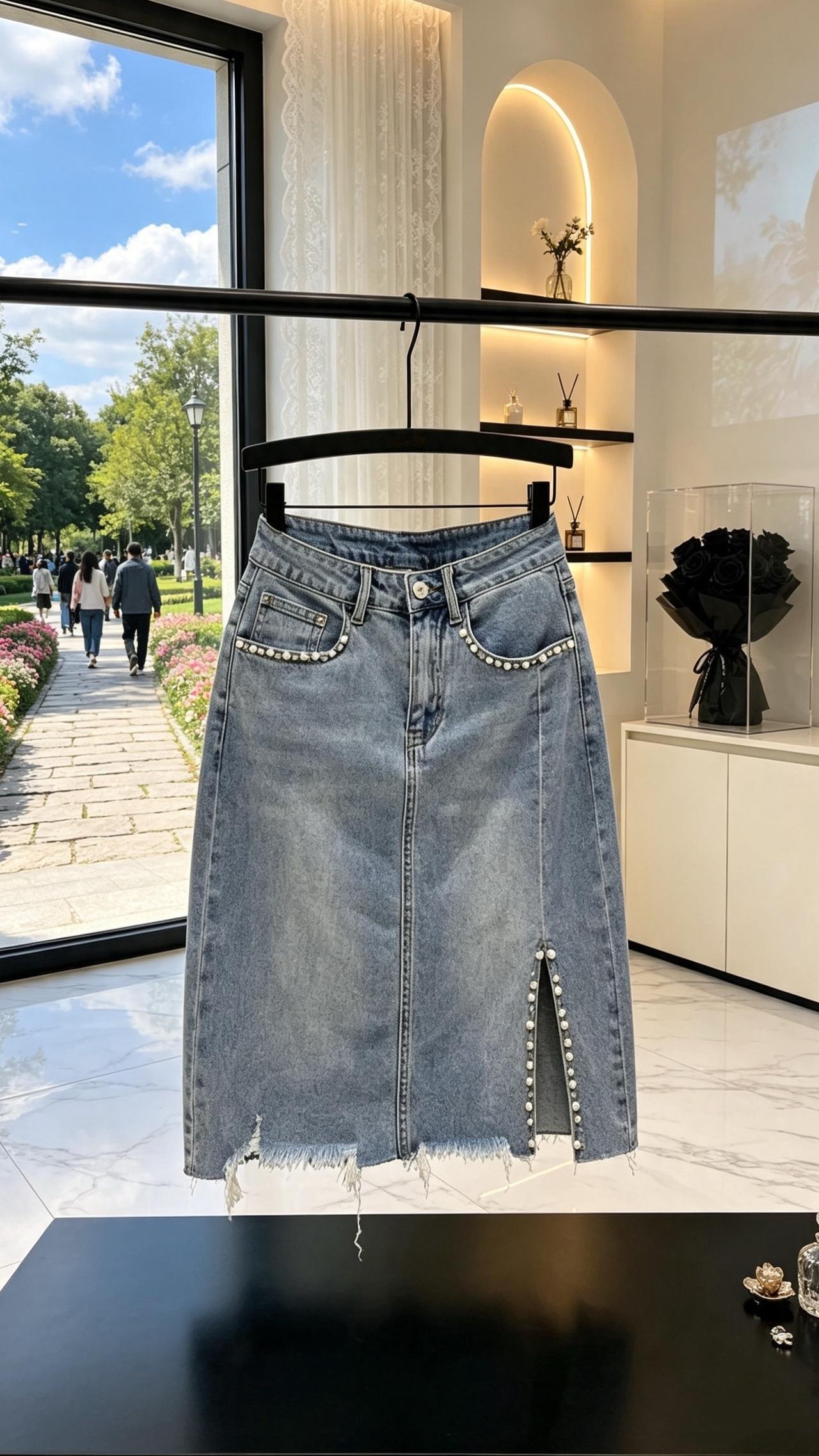 复古港风牛仔裙高腰显瘦谁穿谁好看面料柔软舒适