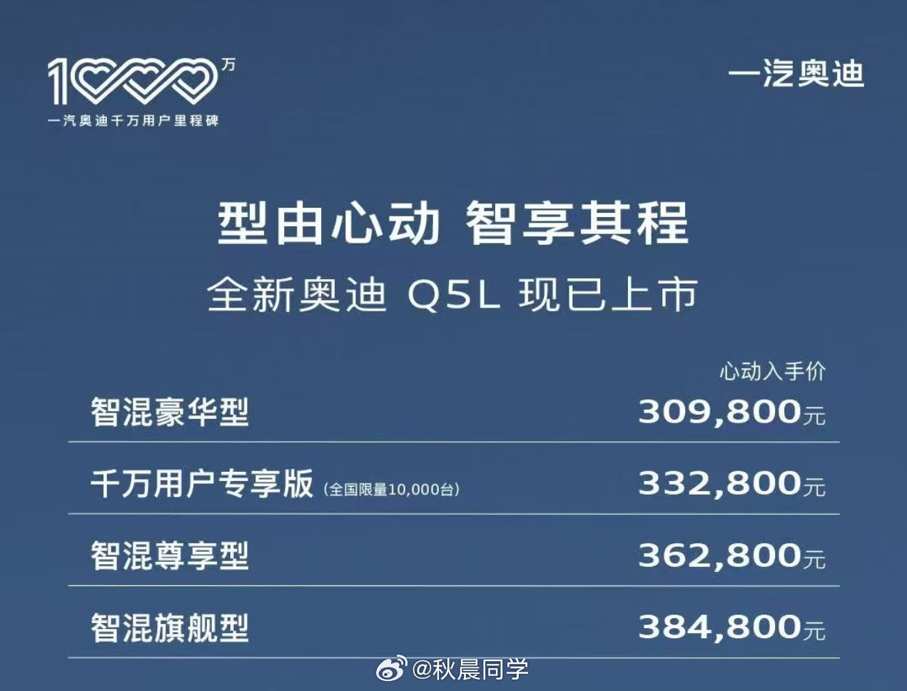 全新奥迪Q5L上市了，30.98万起，最大亮点当然是华为乾崑辅助驾驶，其他亮点我