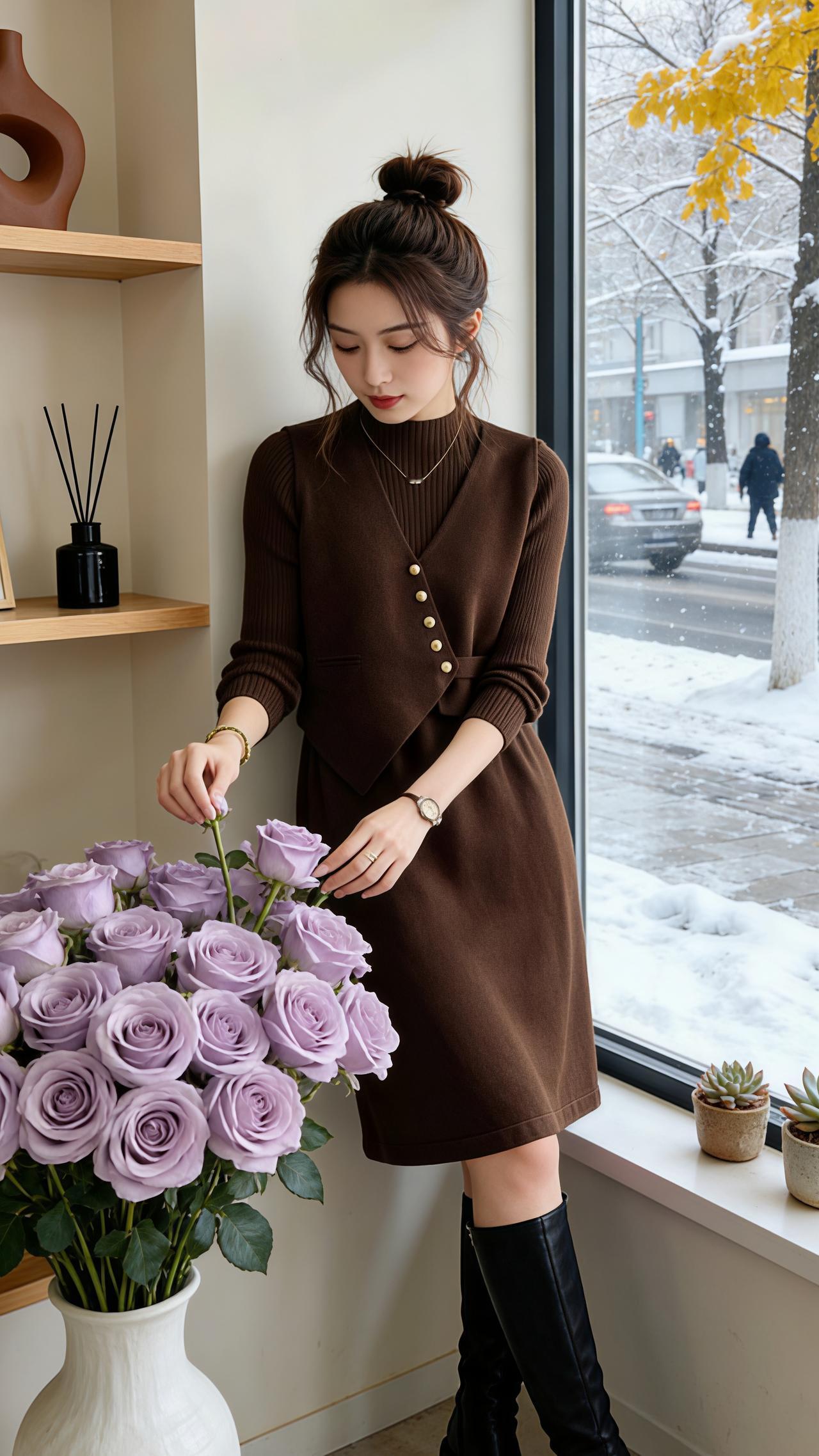 女装马甲针织连衣裙两件套两件套衣服穿搭针织套装